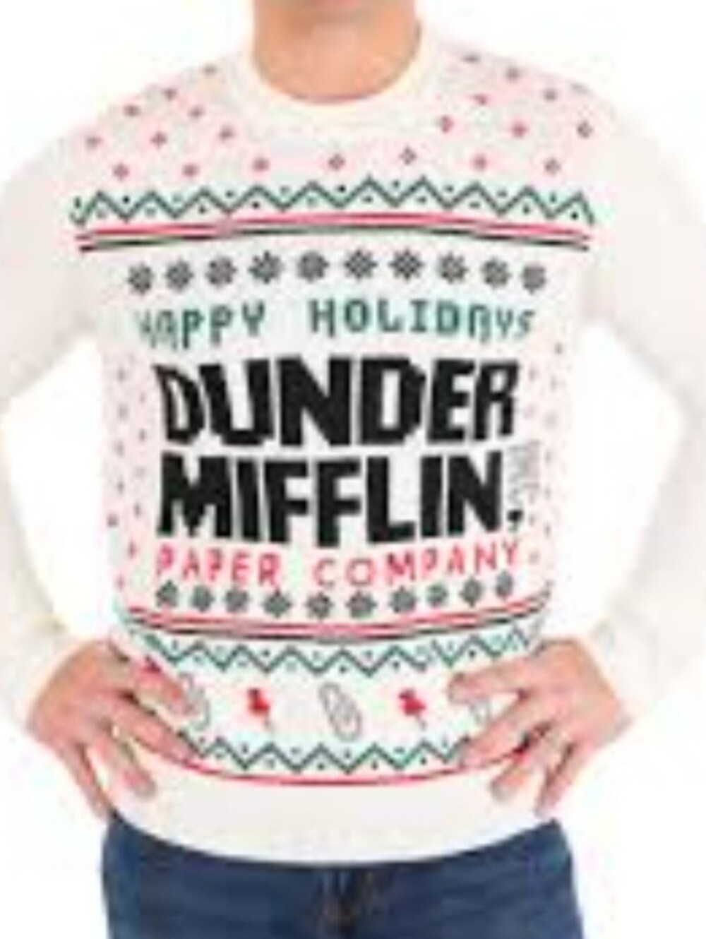 The Office White Dunder Mifflin Paper Company Happu Holidays Sweater S